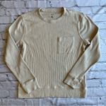 Gilly Hicks  Long Sleeve Top Waffle Knit Crew Neck Small Neutral T-shirt EUC Photo 0