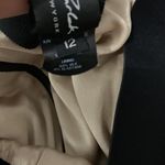 Karolina Zmarlak Tan Black Silk Blend Lined Midi Skirt Elegant Minimalist 12 Photo 6