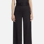 Theory Belted Wood Blend Jumpsuit, Black, Size 4, NWOT Photo 0