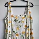 Joie  SZ14 White/yellow Floral Linen blend Sleeveless Squared Neck Midi Dress-NWT Photo 2