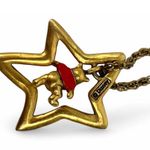 Disney Vintage y2K  Winnie the Pooh Red Enamel Star Dangle Necklace Pendant Charm Photo 3