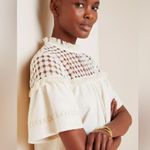 Anthropologie  Eri and Ali White Boho Crochet Cottagecore Blouse Size Large Photo 1