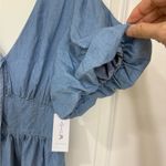 Jessica Simpson NWT  Boho Chambray Puff Sleeve Dress. Prairie Style Ruffle - SM Photo 4