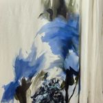 Milly White and Blue Plunge Neck Sleeveless Gown Photo 8