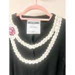 Moschino Couture Pearl Detail Long Sleeve Cardigan Sweater Black Women's Size M Photo 1