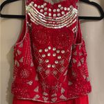 Alvee Designs Red Beaded Wide Leg Romper Size 6 Photo 3
