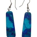 Santo Domingo Artist Lupa Lovato Turquoise Slab Earrings Blue Photo 2