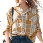 Garnet Hill  Essential Boyfriend Plaid Button-Up Shirt Sz:14 Photo 0