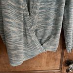 Lucky Brand  Light Blue & Cream Stripes Open Criss-Cross/Wrap Sweater, Sz L Photo 6