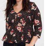 Torrid  Floral Animal Print Cropped Peplum 3/4 Sleeve Corset Top Size‎ 2X Photo 0