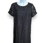 Ann Taylor New Petite Black Short Sleeve Lace Sheath Dress Lined Keyhole NWT 8P Photo 0