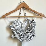 Urban Outfitters NWT  UO Smocked Tie Tube Top Floral Black White Small Photo 4