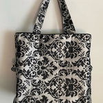 Tote Bag Silver and Black Venetian Damask Style Brocade Carryall Photo 0