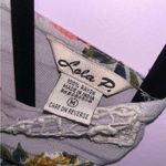 Lola P M Dress Midi Gray Boho Floral Handkerchief Crochet V Neck Size M Photo 6