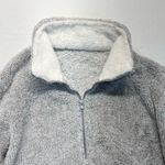 None Fleece Pullover women’s Medium Long Sleeve gray white half zip teddy sweatshirt Photo 2