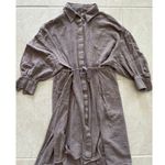 VEUX ETRE Womens Size Large Brown Shimmer Tie Dress 3/4 Sleeve Resortwear Luxury Photo 2