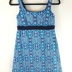 Lands' End Tankini Top Dress Underwire Removable Pads Geometric Navy Blue 4 D Photo 0