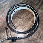 Womens Plus 18/20 Skinny Black Patent Leather Belt Silver Square Buckle Retro Photo 1