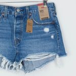 Levi's NWT  Womens 501 High Rise Button Fly Demin Shorts Size 27 Blue Raw Hem Photo 1