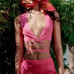 ZARA ‎ Women Bloggers Favorite Pink Sleeveless Knotted Waist Knit Top Size Large Photo 2