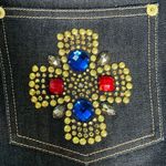 St. John Women's Jeans Gem Cross Detail Dark Blue Denim Sz 8 Photo 4