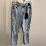 Jeans destress teen No Boundaries Mom Jean Fashion Destructed Size 5 NWT Blue Photo 5