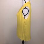 Rose + Olive Mustard Yellow Pleated V-Neck Sleeveless Dress Shirt Photo 4