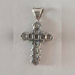 Sterling Silver & Faceted CZ 1” Miniature Cross. Photo 2