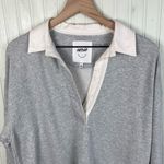 Aerie  Prep Rally Rugby Sweatshirt Grey Size XS Collared Oversized Preppy Cotton Photo 3
