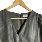 Saylor Veronicka Sage Green Faux Leather Faux Wrap Long Sleeve Mini Dress Sz XS Photo 5