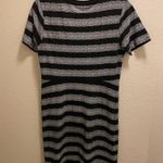 Theory Black & White Cherry Lace Print Striped T-Shirt Mini Dress Size Medium Photo 6