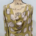 Free People Floral Draped Surplice Sage Blouse Top Shirt XS Boho Faix wrap Photo 4