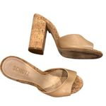 Schutz Tan Beige Nude Sandals with Cork Block Heel 8 Photo 0