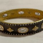 FREIDA ROTHMAN Elegant Silver Hinge Bangle Bracelet Gold Photo 0
