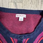 Merona  Women's Cardigan Sweater L Navy Purple Red Chevron Button Down Cotton Photo 1