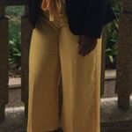 Women's Wide Legged Cropped Dress Pants Yellow Size L Photo 1