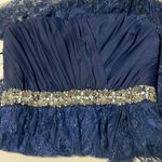 Speechless Strapless Formal Beaded Waist Navy Lace Dress Juniors Size 11 Photo 8