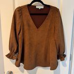 Tuckernuck Brown Faux Suede Easton Swing Blouse | S Tan Size L Photo 3