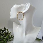 Textured Hollow Tube Hoop Earrings Gold Filled Photo 2