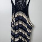 ZARA  Blue Black Loose Knit Crochet 100% Cotton Beachy Coastal Tank Top Small Photo 8