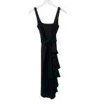 Shona joy Ruffle Front Tie Waist Midi Dress Black Photo 1