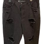 No Bo Super High Rise Black Distressed Relaxed Fit Button Fly Denim Jeans Photo 1