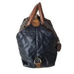 Ralph Lauren Diamond Quilted Black Leather Boston Duffle Brown Top Handle Bag Photo 3