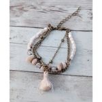 Light Pink and Bronze Tone Bracelet with Tassel Dangle Photo 1