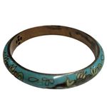 Vintage Baby Blue Cloisonné Floral Bangle Bracelet Photo 3