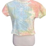 Storia Tie Dye Cropped Short Sleeve Top Blue Red Size Small Photo 0