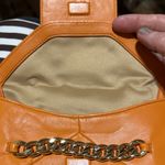 Henri Bendel  New York Orange Leather Clutch with Gold Chain New without Tags Photo 9