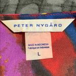 Peter Nygard  women's large multicolor roll sleeve tunic red beaded sheer light Photo 8