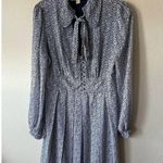 Michael Kors  Pleated Blue with White Hearts Long Sleeve Dress Size 6 Photo 1