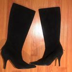 Oscar de la Renta Floral Print Suede Knee High Boots Photo 5